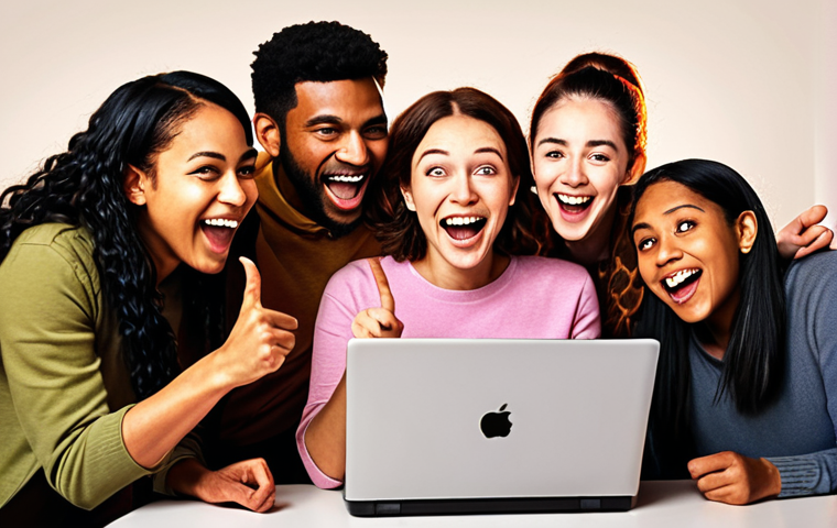 **A group of diverse people gathered around a laptop, excitedly pointing at a crowdfunding website displaying a project reaching its funding goal. Focus on expressions of joy and community. Warm, inviting lighting. Style: Digital illustration, vibrant colors.** (Captures the sense of community, achievement, and excitement around a successful crowdfunding campaign).